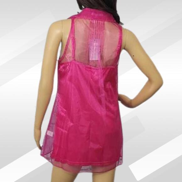 2/$30 Lucy Paris Pink Slip & Sheer Sleeveless Robe Set Size L - Picture 2 of 8